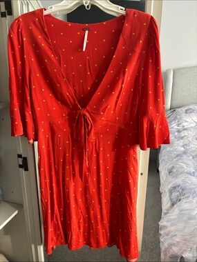 Free People Red Dress with Yellow Polka Dots
